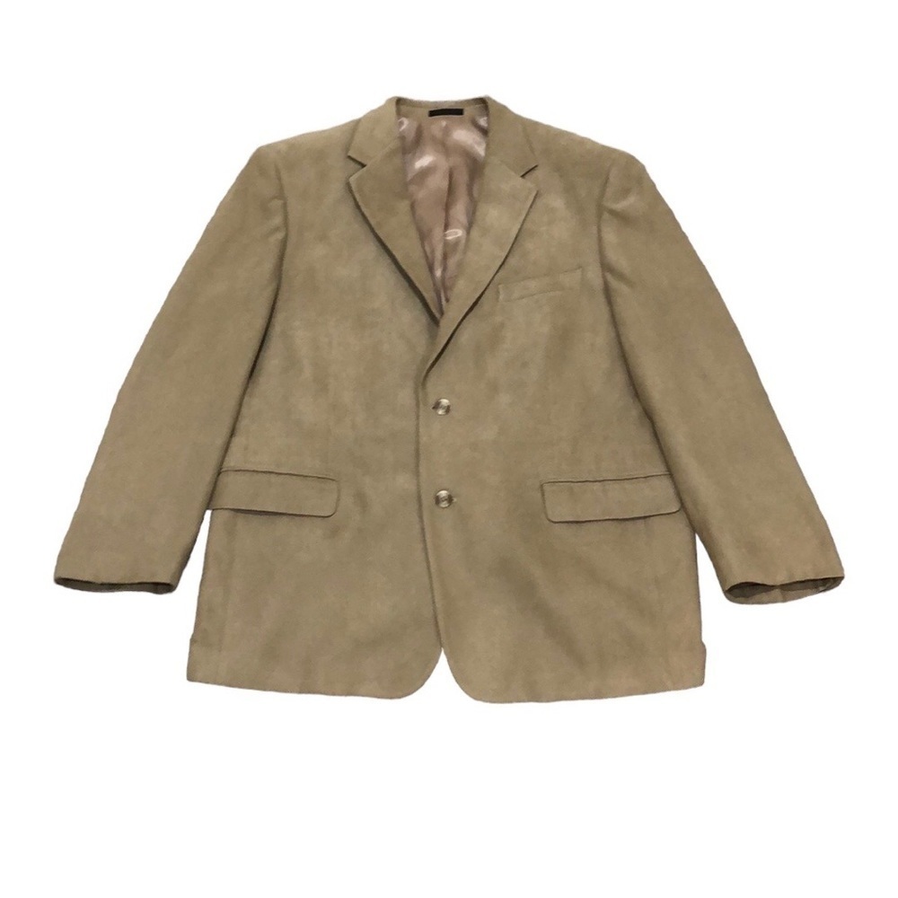 Andrew Fezza Faux Suede Sports Coat Blazer Size 46R 46 Regular Tan